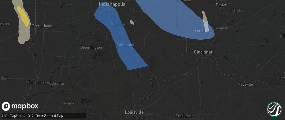 Hail map in Vernon, IN on July 27, 2026