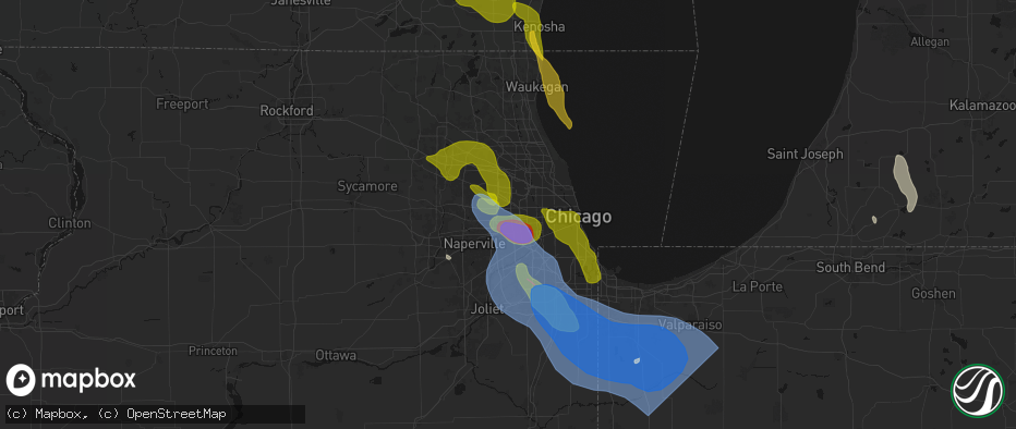 Hail map in Villa Park, IL on July 27, 2026