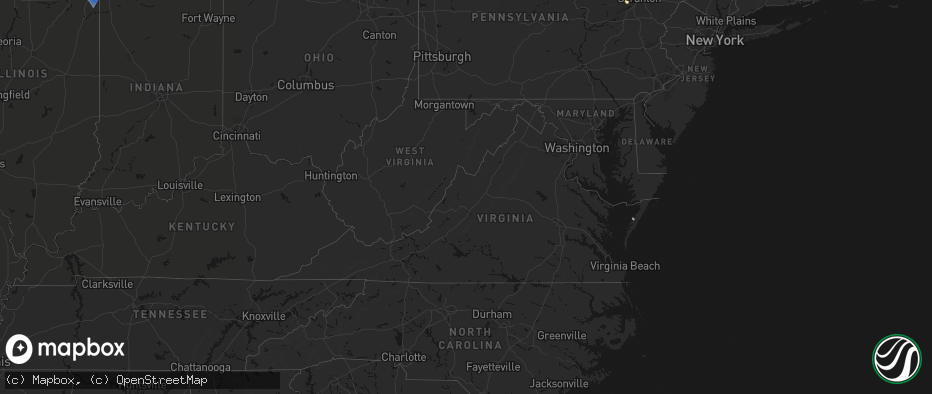 Hail map in Virginia on July 27, 2026