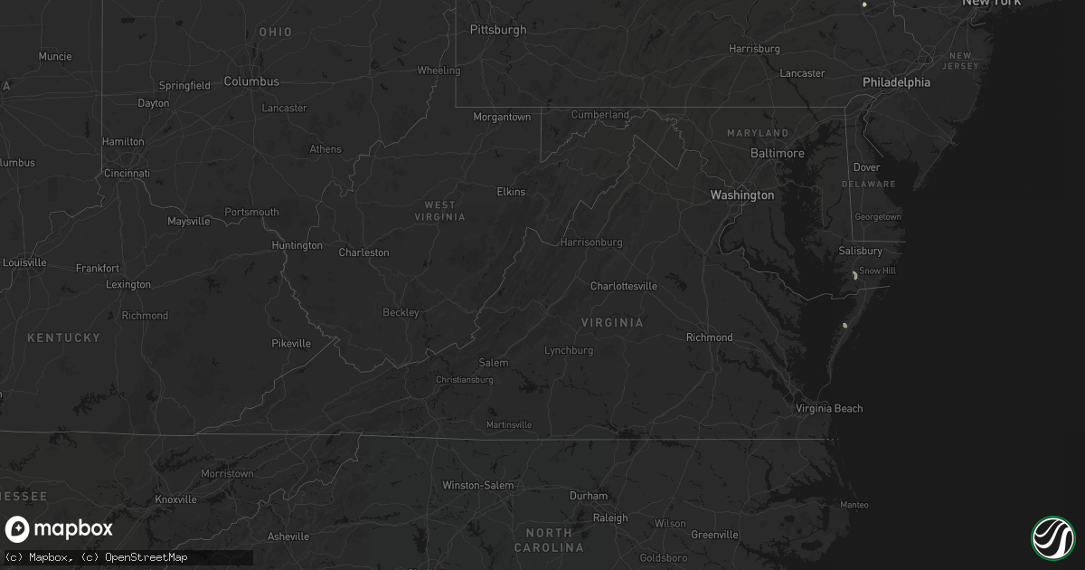 Hail map in Virginia on July 27, 2026