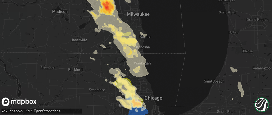 Hail map in Wadsworth, IL on July 27, 2026