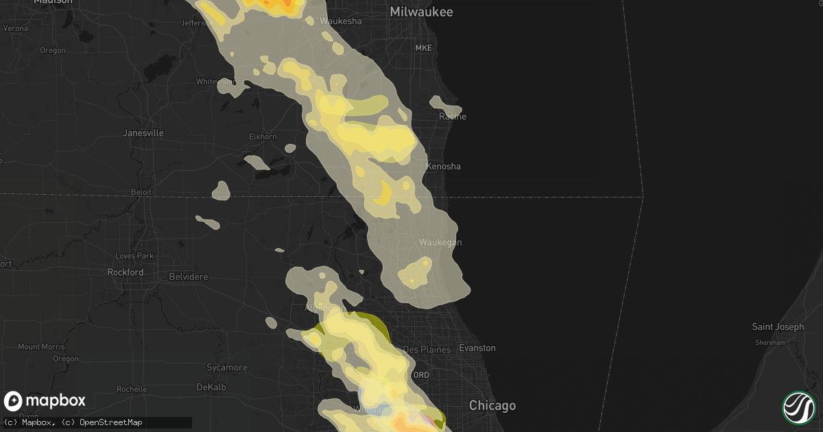 Hail map in Wadsworth, IL on July 27, 2026