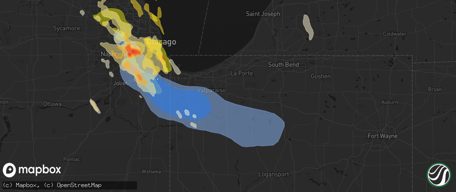 Hail map in Wanatah, IN on July 27, 2026