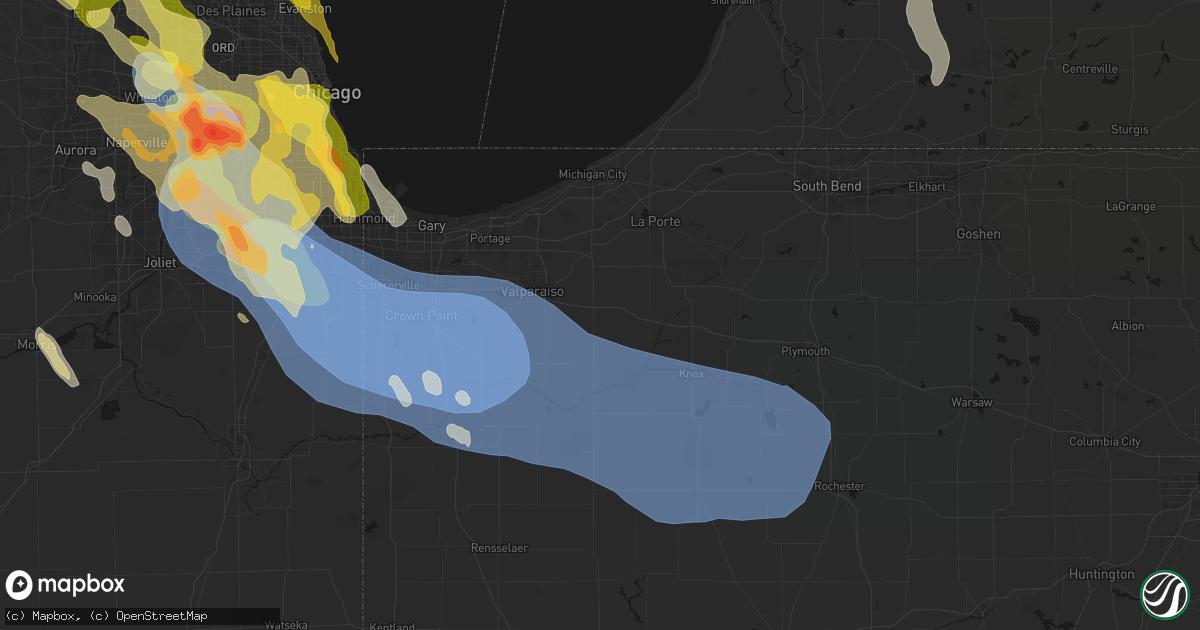 Hail map in Wanatah, IN on July 27, 2026