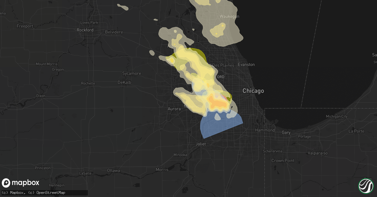 Hail map in Warrenville, IL on July 27, 2026