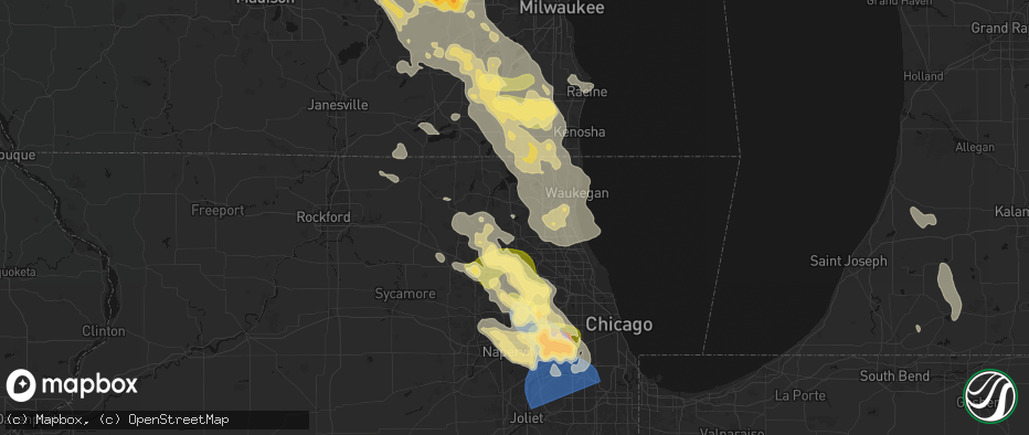 Hail map in Wauconda, IL on July 27, 2026