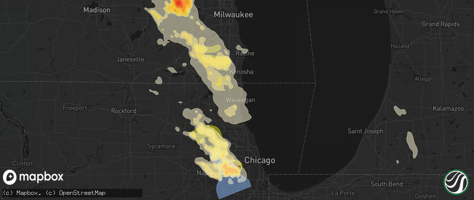 Hail map in Waukegan, IL on July 27, 2026