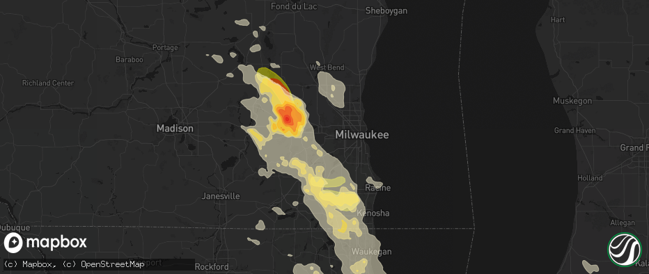 Hail map in Waukesha, WI on July 27, 2026