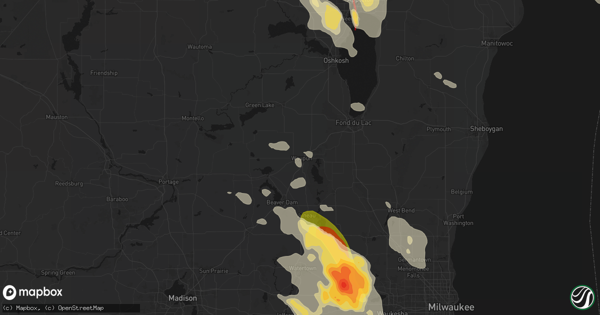 Hail map in Waupun, WI on July 27, 2026