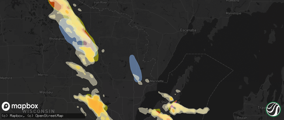 Hail map in Wausaukee, WI on July 27, 2026