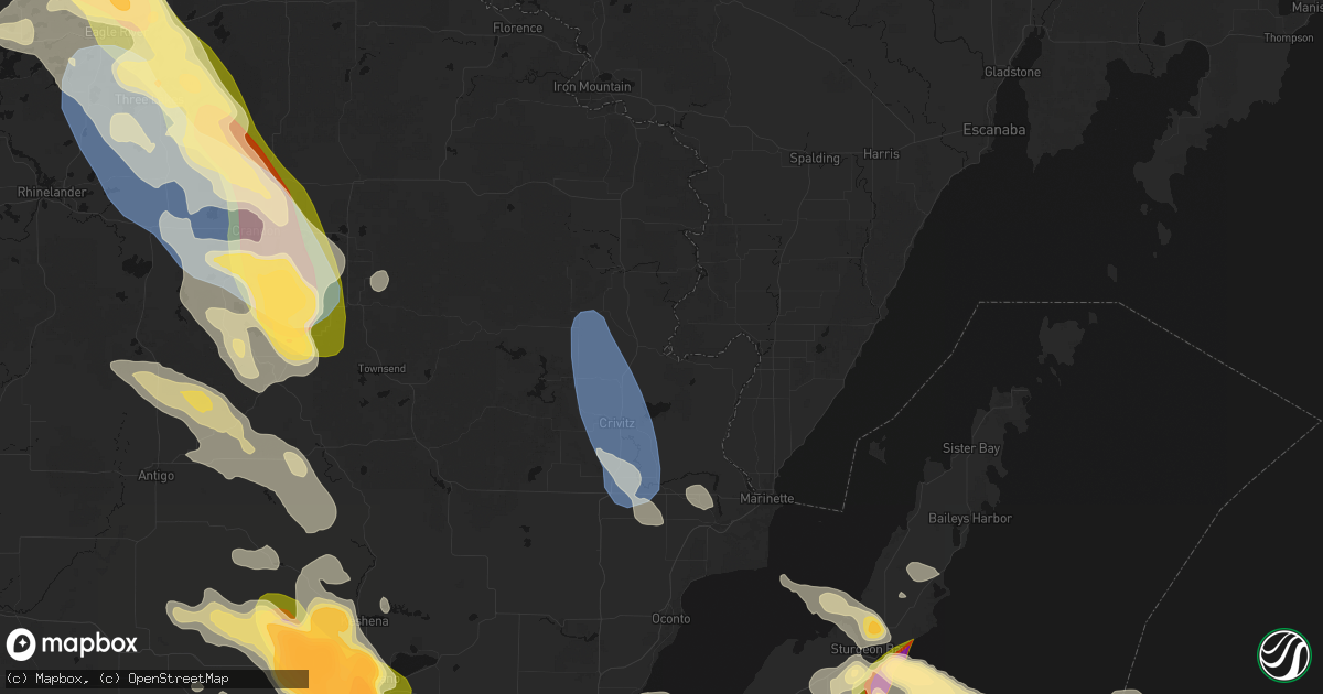 Hail map in Wausaukee, WI on July 27, 2026