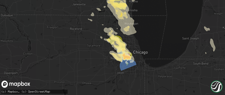 Hail map in Wayne, IL on July 27, 2026