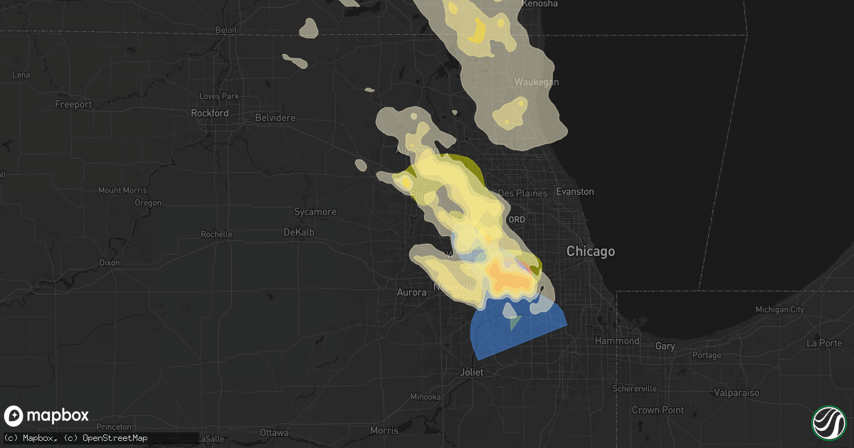 Hail map in Wayne, IL on July 27, 2026