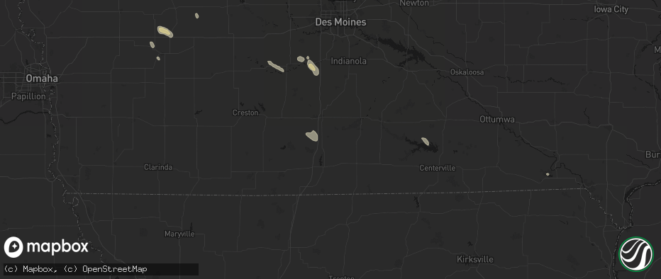 Hail map in Weldon, IA on July 27, 2026