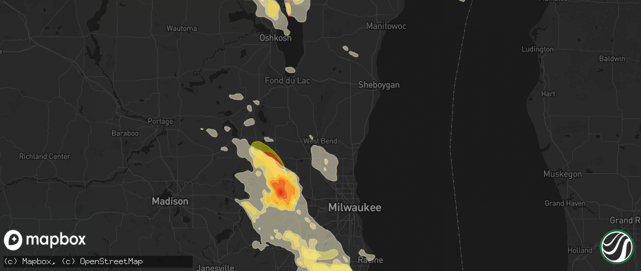 Hail map in West Bend, WI on July 27, 2026