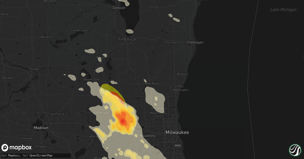 Hail map in West Bend, WI on July 27, 2026