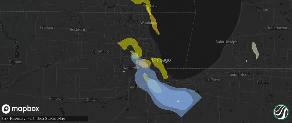 Hail map in Westchester, IL on July 27, 2026