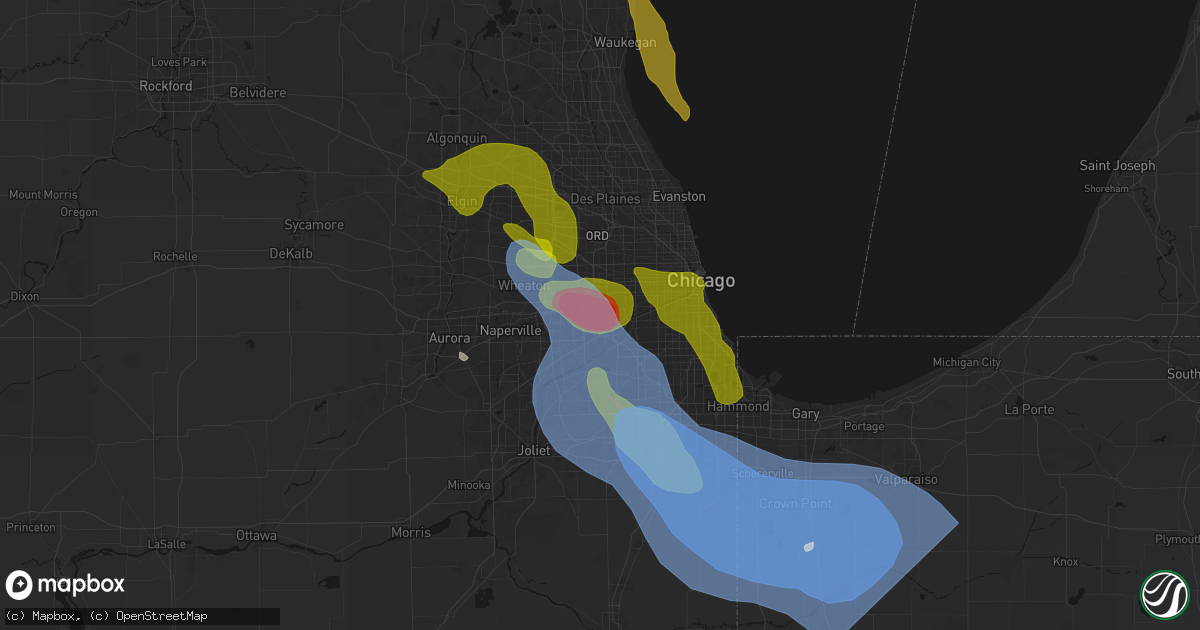 Hail map in Western Springs, IL on July 27, 2026