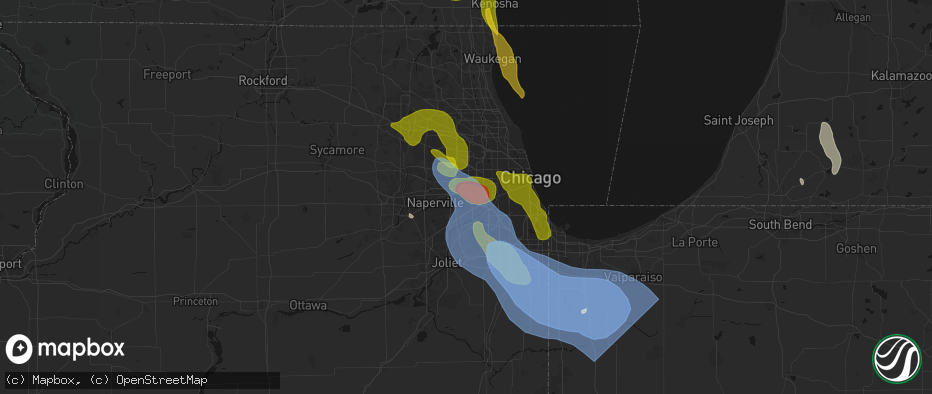 Hail map in Westmont, IL on July 27, 2026