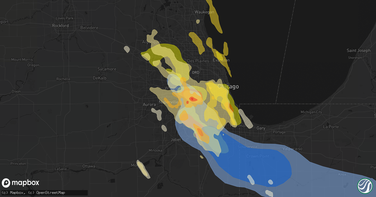 Hail map in Westmont, IL on July 27, 2026