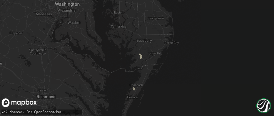 Hail map in Westover, MD on July 27, 2026