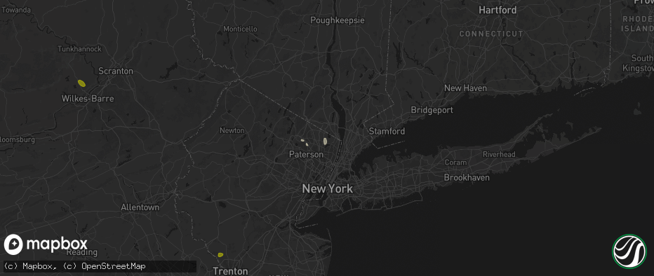 Hail map in Westwood, NJ on July 27, 2026