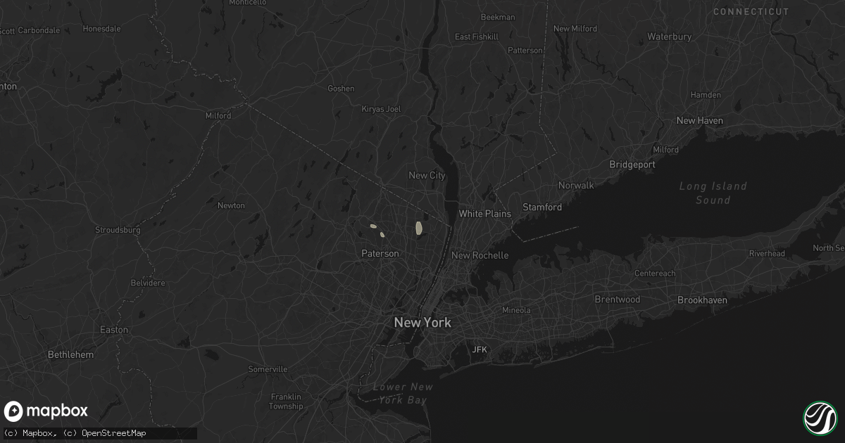 Hail map in Westwood, NJ on July 27, 2026