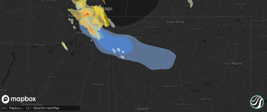 Hail map in Wheatfield, IN on July 27, 2026