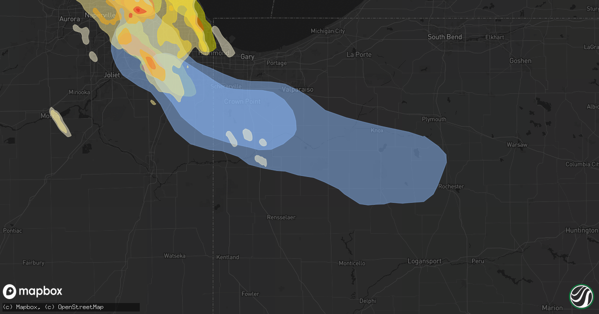 Hail map in Wheatfield, IN on July 27, 2026