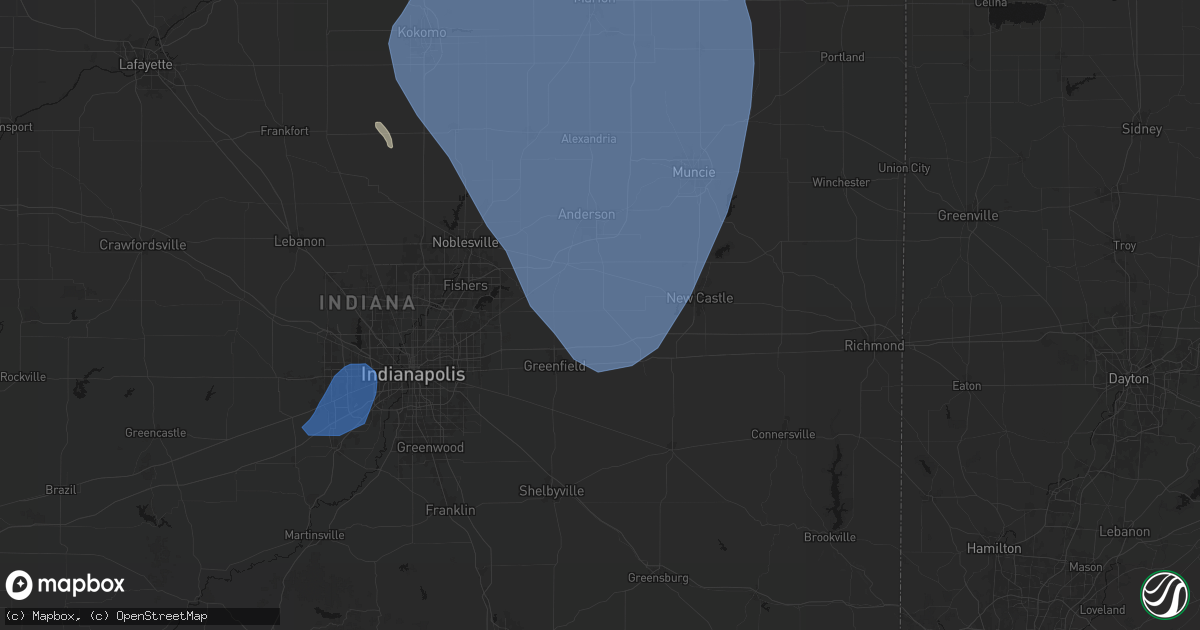 Hail map in Wilkinson, IN on July 27, 2026