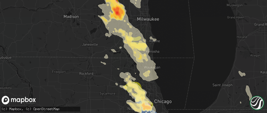 Hail map in Wilmot, WI on July 27, 2026