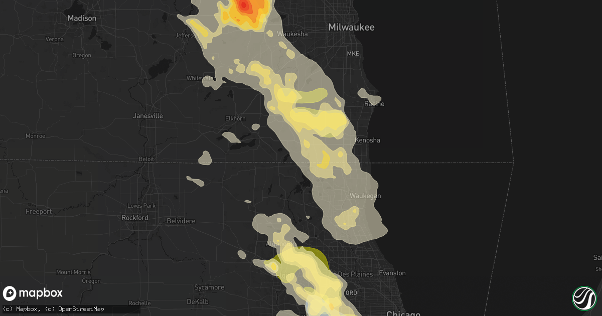 Hail map in Wilmot, WI on July 27, 2026