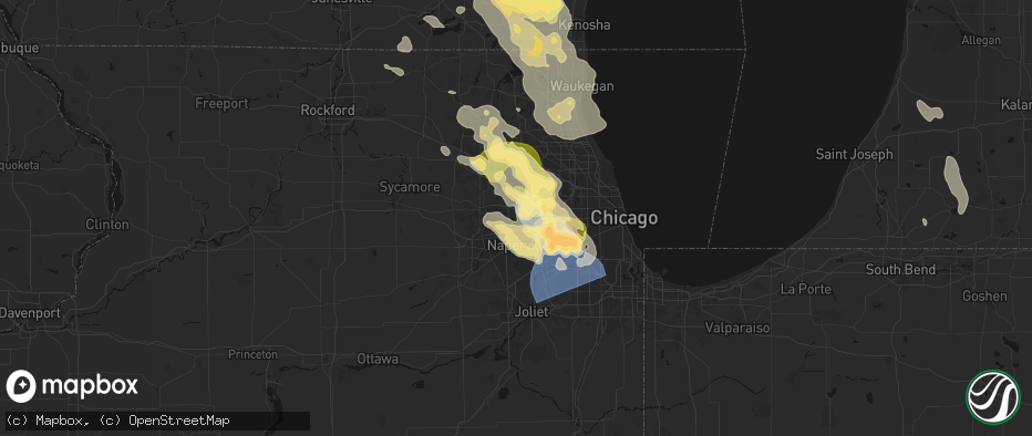 Hail map in Winfield, IL on July 27, 2026