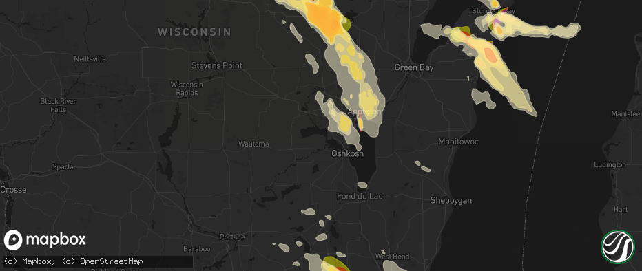 Hail map in Winneconne, WI on July 27, 2026