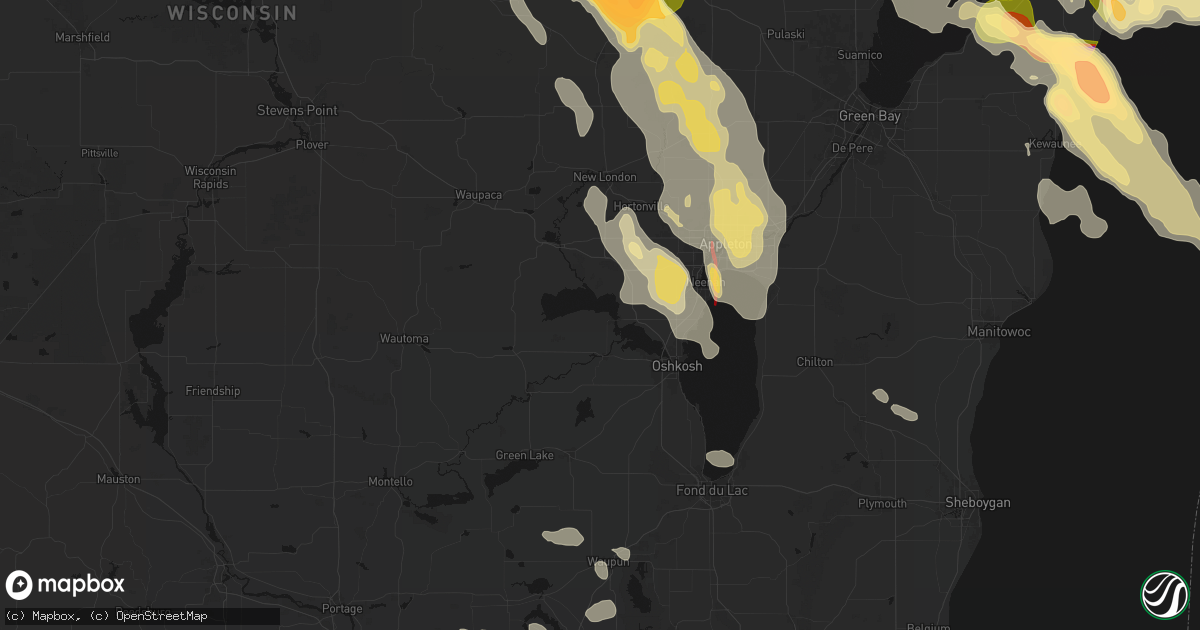 Hail map in Winneconne, WI on July 27, 2026
