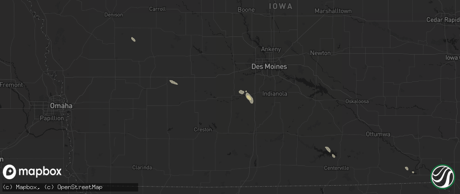 Hail map in Winterset, IA on July 27, 2026