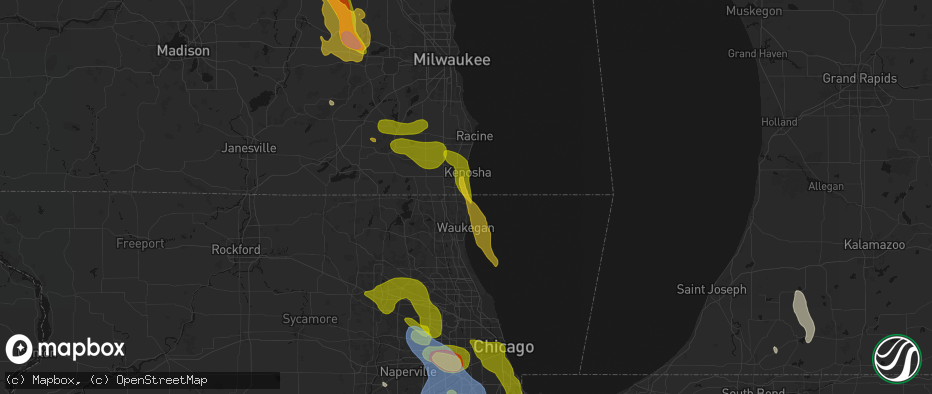 Hail map in Winthrop Harbor, IL on July 27, 2026
