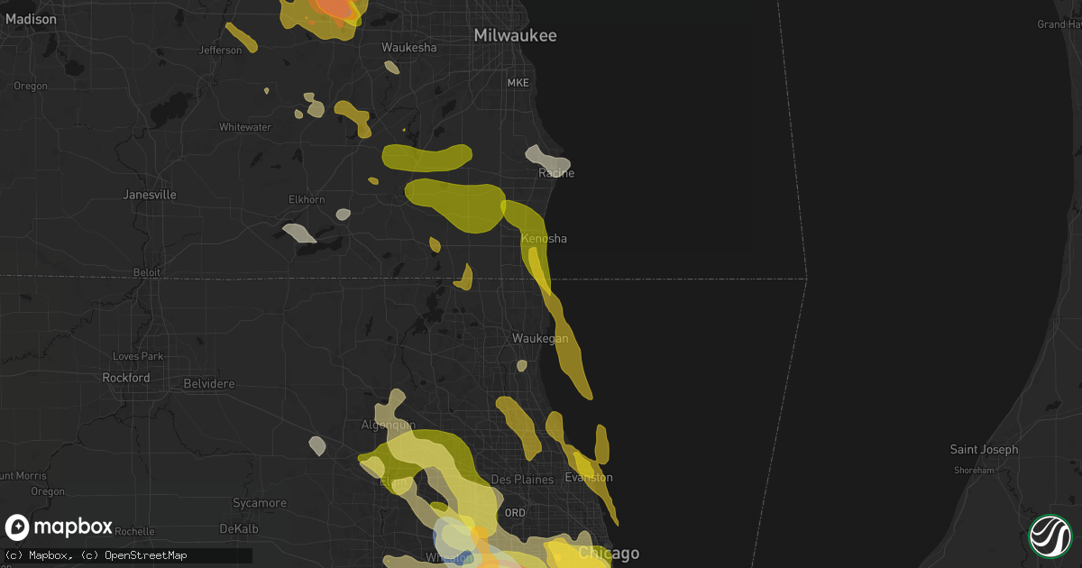 Hail map in Winthrop Harbor, IL on July 27, 2026