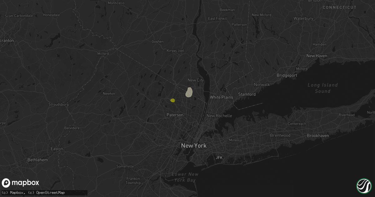 Hail map in Woodcliff Lake, NJ on July 27, 2026