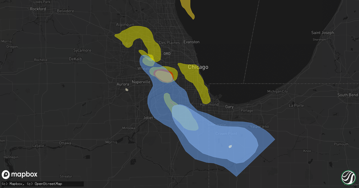 Hail map in Worth, IL on July 27, 2026