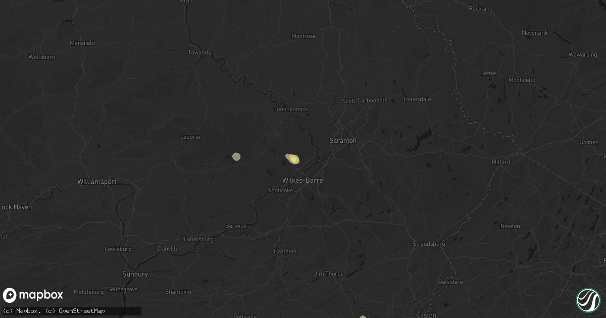 Hail map in Wyoming, PA on July 27, 2026