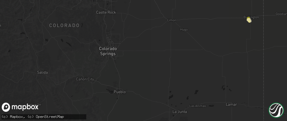 Hail map in Yoder, CO on July 27, 2026