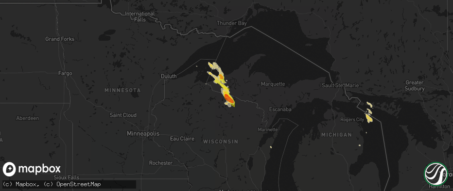 Hail map on July 27, 2026