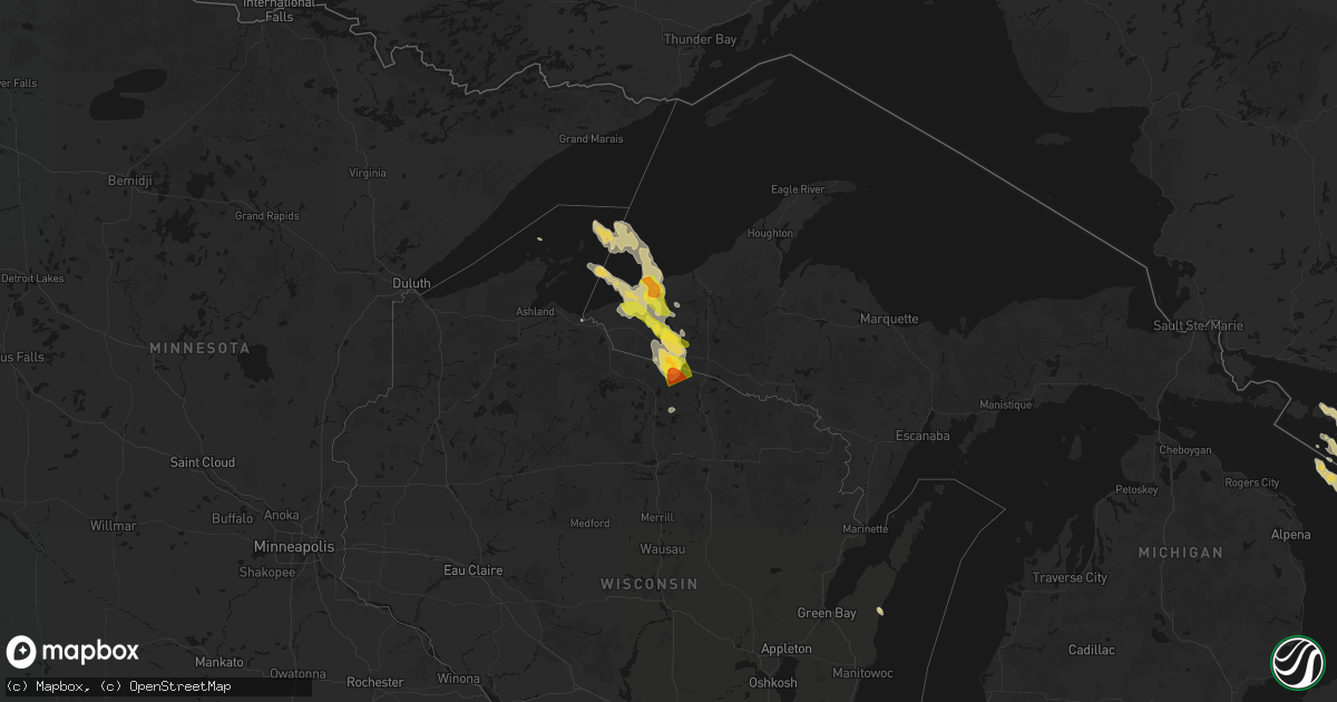 Hail map on July 27, 2026