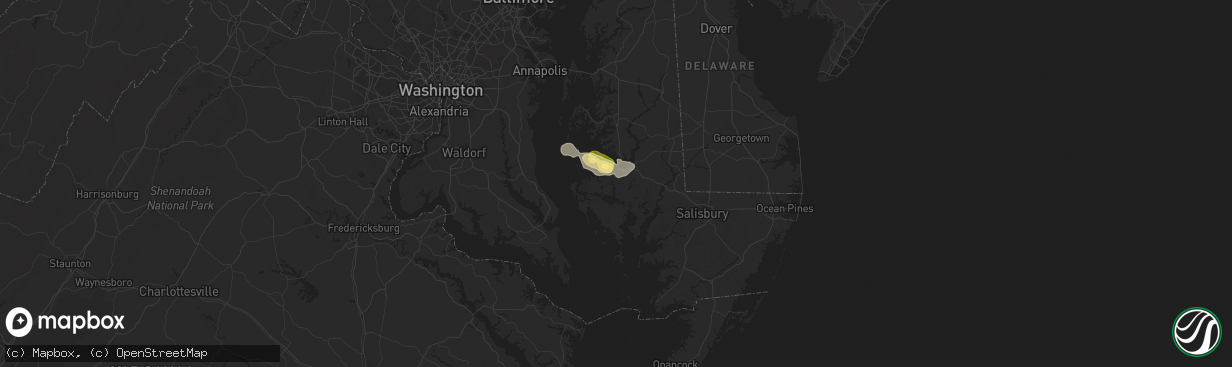 Hail map in Cambridge, MD on July 28, 2012