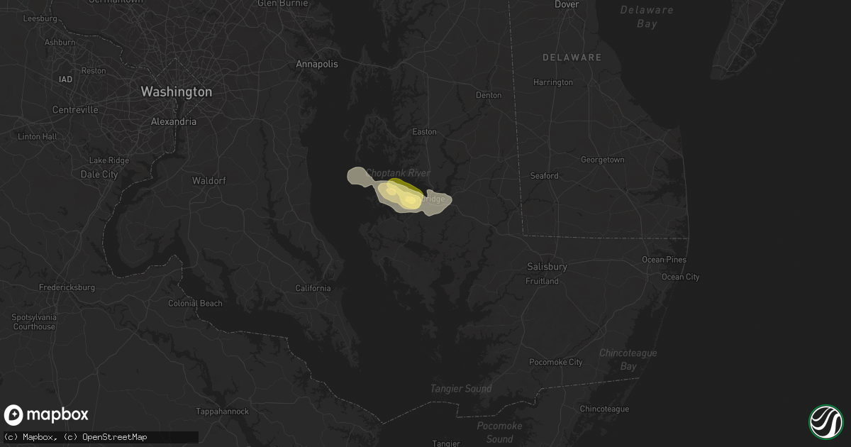 Hail map in Cambridge, MD on July 28, 2012