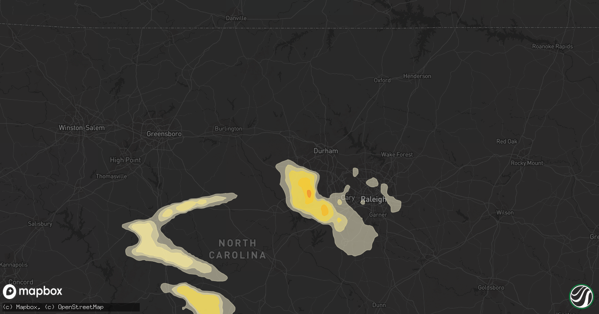 Hail map in Chapel Hill, NC on July 28, 2012