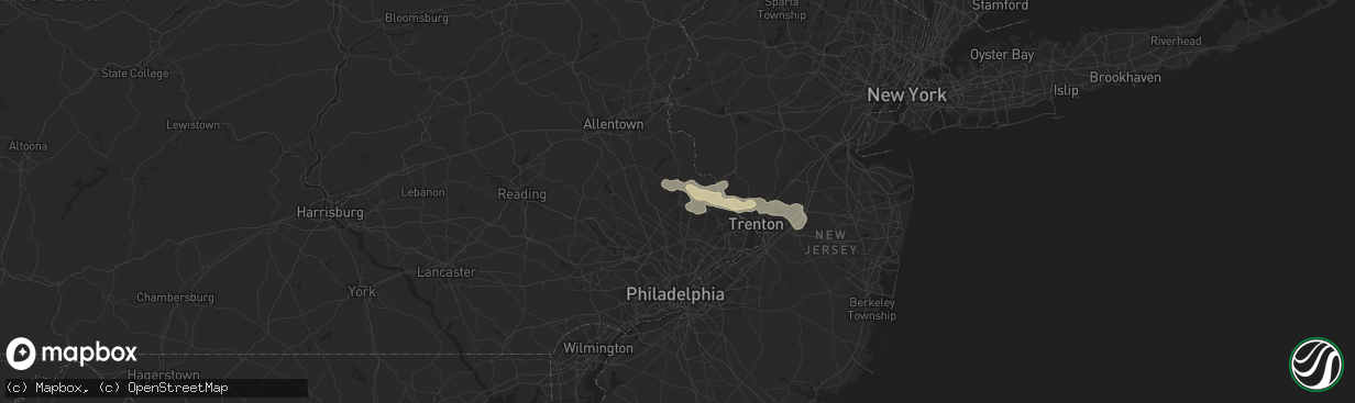 Hail map in Doylestown, PA on July 28, 2012