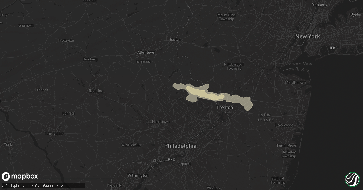 Hail map in Doylestown, PA on July 28, 2012