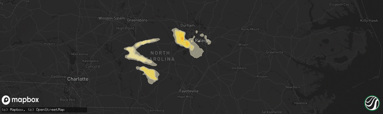 Hail map in Fuquay Varina, NC on July 28, 2012